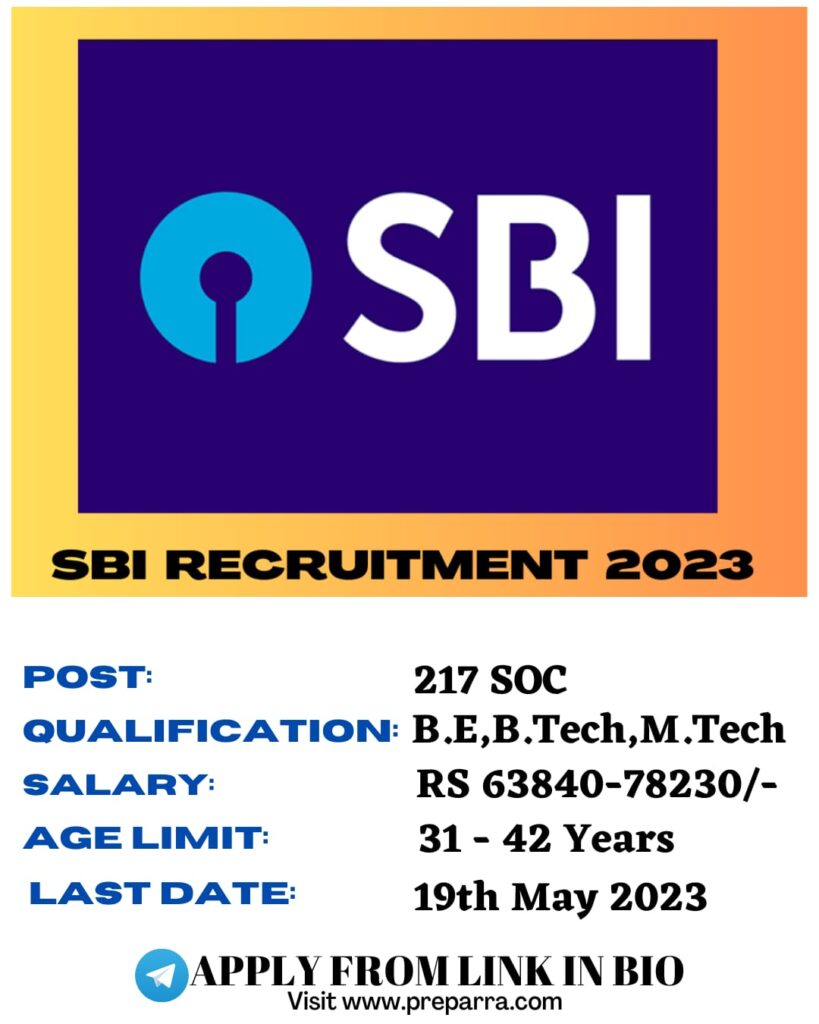 SBI Specialist Officer Cadre recruitment notification 2023.