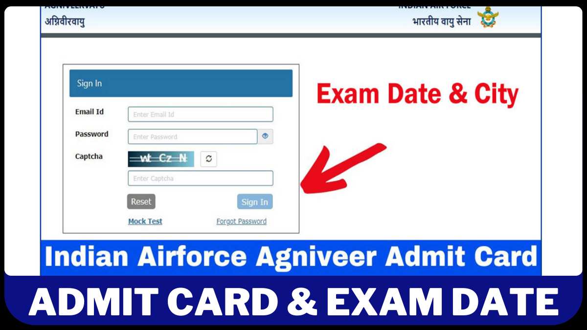 Indian Air Force Agniveer Intake 01/2025 Exam Date and Exam City