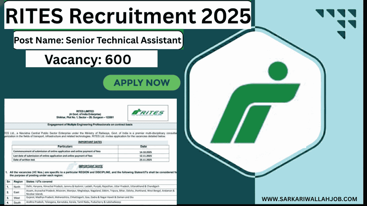 RITES Senior Technical Assistant Recruitment 2025